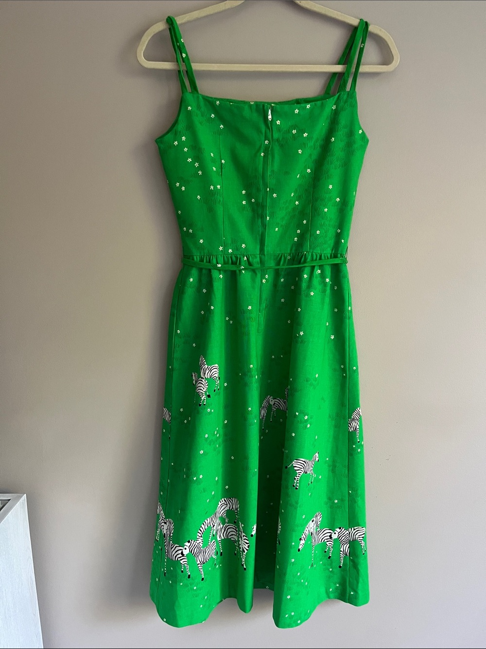 Malia Honolulu vintage Kelly green/white zebra motifs sundress size 10-runs smal - Picture 7 of 15